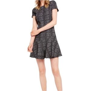 Maison Jules Fit & Flare Short Sleeve Dress Black White Size Medium